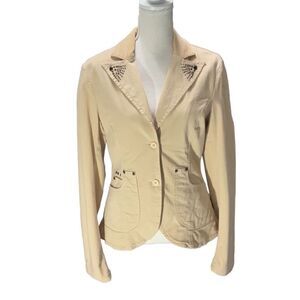 Parasuco Cult Tan Riveted Vintage Fitted Long Sleeve Denim Jacket Size S/M